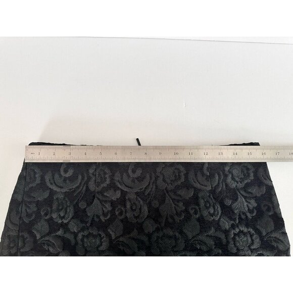 Willi Smith Women's A Line Mini Skirt Sz 8 Black Paisley Floral Velvet Like Goth - Picture 6 of 7